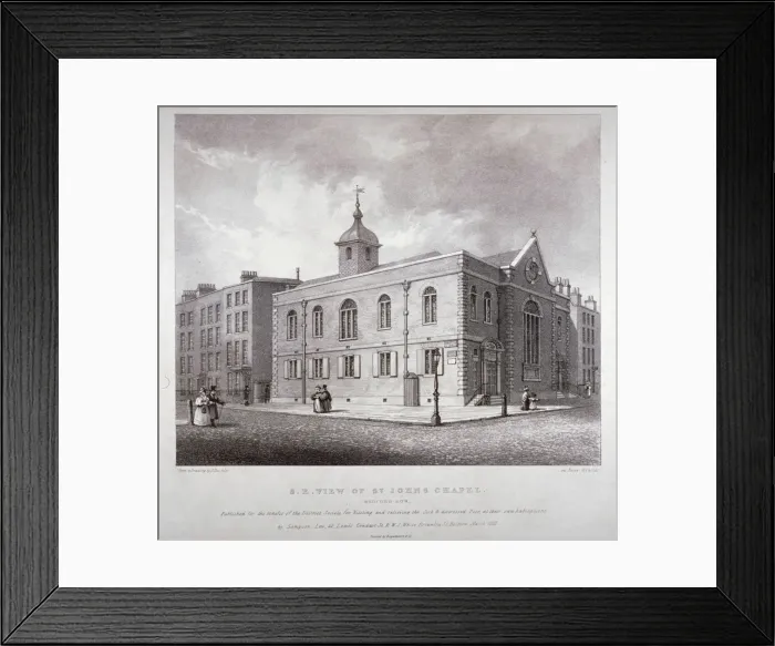 Framed Print : South-east view of St Johns Chapel, Bedford Row, Holborn, London, 1832. Artist Framed Print : South-east view of St Johns Chapel, Bedford Row, Holborn, London, 1832. Artist