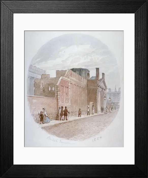 Framed Print : Part of a wall of the old British Museum, Bloomsbury, London, 1850. Artist: James Findlay Framed Print : Part of a wall of the old British Museum, Bloomsbury, London, 1850. Artist: James Findlay