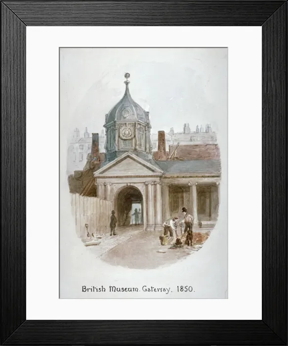 Framed Print : Gateway to the old British Museum (Montague House), Bloomsbury, London, 1850 Framed Print : Gateway to the old British Museum (Montague House), Bloomsbury, London, 1850
