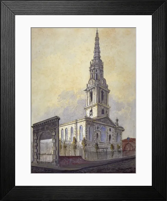 Framed Print : Church of St Giles in the Fields, Holborn, London, c1815. Artist Framed Print : Church of St Giles in the Fields, Holborn, London, c1815. Artist