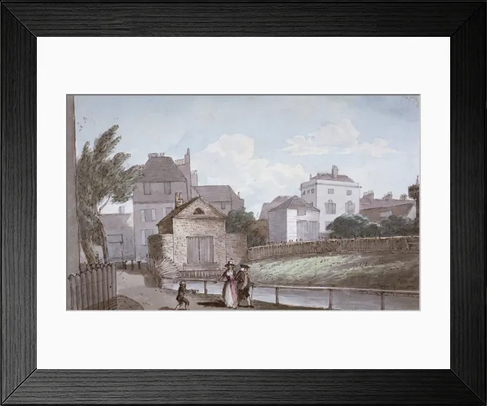 Framed Print : The Thatched House Inn and the New River, Islington, London, c1790 Framed Print : The Thatched House Inn and the New River, Islington, London, c1790