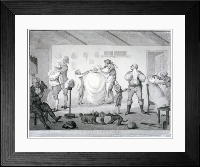 Framed Print : A barbers shop, 1784 Framed Print : A barbers shop, 1784