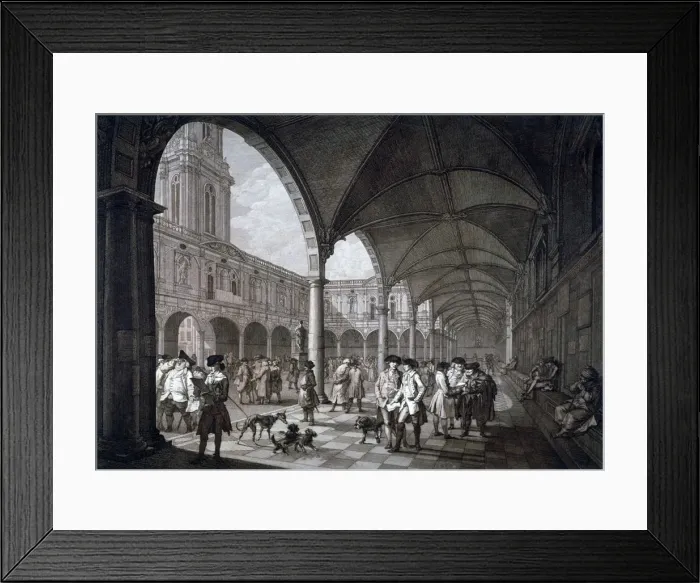Framed Print : View of the courtyard in the Royal Exchange with merchants and brokers, City of London, 1788 Framed Print : View of the courtyard in the Royal Exchange with merchants and brokers, City of London, 1788