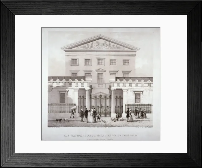 Framed Print : The National Provincial Bank at no 112 Bishopsgate Street, City of London, c1840 Framed Print : The National Provincial Bank at no 112 Bishopsgate Street, City of London, c1840