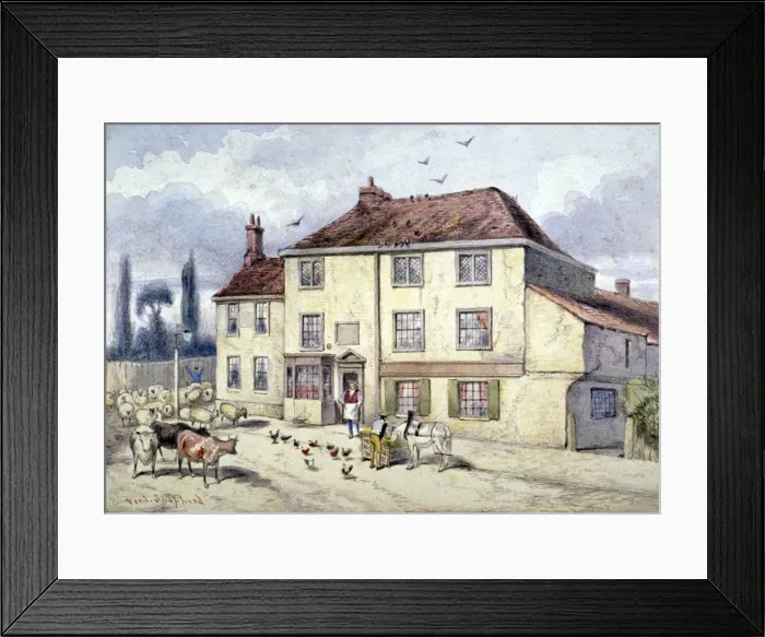 Framed Print : View of the old Pied Bull Inn, Islington, London, c1840 Framed Print : View of the old Pied Bull Inn, Islington, London, c1840