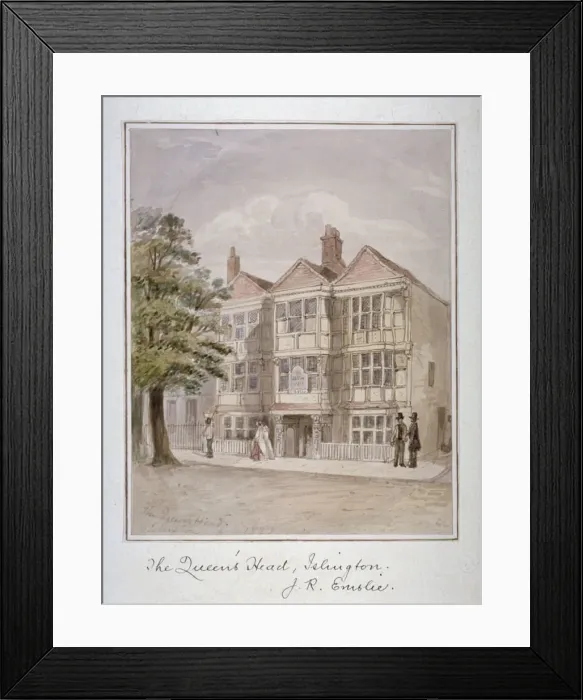 Framed Print : The Queens Head Inn, Islington, London, 1827. Artist: John Phillipps Emslie Framed Print : The Queens Head Inn, Islington, London, 1827. Artist: John Phillipps Emslie