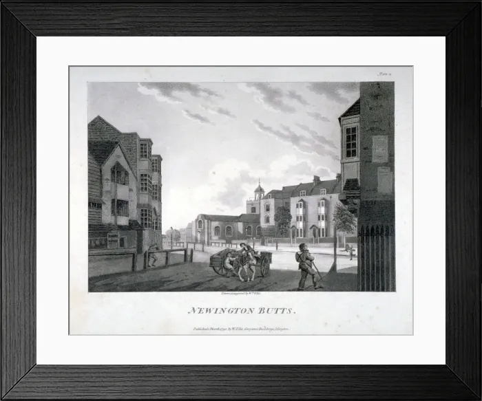 Framed Print : Newington Butts, Southwark, London, 1792. Artist Framed Print : Newington Butts, Southwark, London, 1792. Artist
