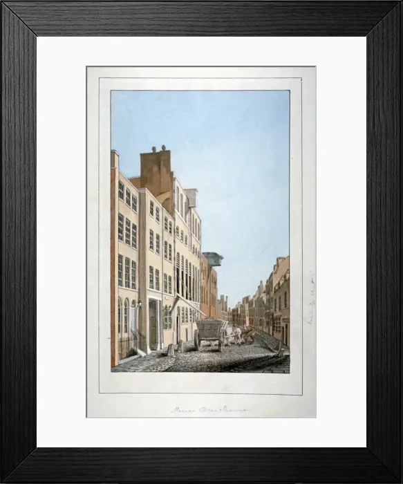 Framed Print : View of Meuxs Brewery and a horse and cart in Clerkenwell Road, Finsbury, London, c1805 Framed Print : View of Meuxs Brewery and a horse and cart in Clerkenwell Road, Finsbury, London, c1805