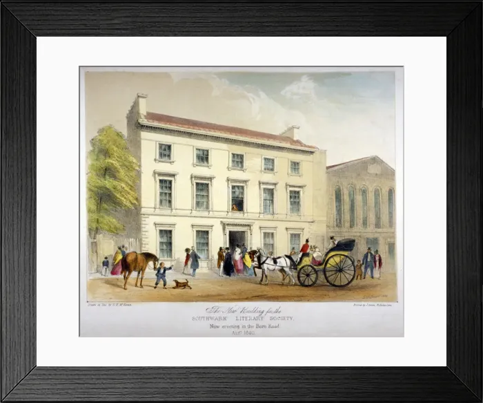 Framed Print : Literary Society building on Borough Road, Southwark, London, 1840. Artist Framed Print : Literary Society building on Borough Road, Southwark, London, 1840. Artist