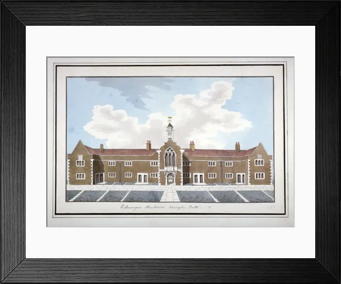 Framed Print : Fishmongers Almshouses, Southwark, London, c1850 Framed Print : Fishmongers Almshouses, Southwark, London, c1850