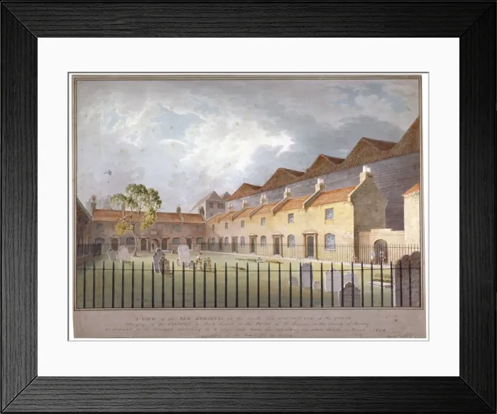Framed Print : View of buildings in Park Street, Southwark, London, 1808. Artist: George Smith Framed Print : View of buildings in Park Street, Southwark, London, 1808. Artist: George Smith