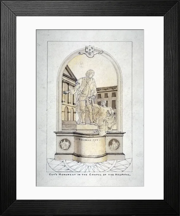 Framed Print : Sir Thomas Guys monument in Guys Hospital chapel, Southwark, London, c1790. Artist Framed Print : Sir Thomas Guys monument in Guys Hospital chapel, Southwark, London, c1790. Artist