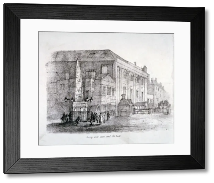 Framed Print : Toll gate and obelisk at St Georges Circus, Southwark, London, c1830 Framed Print : Toll gate and obelisk at St Georges Circus, Southwark, London, c1830
