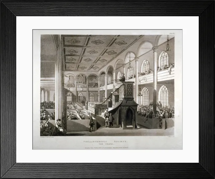 Framed Print : Philanthropic Society Institution Chapel, London Road, Southwark, London, 1809. Artist Framed Print : Philanthropic Society Institution Chapel, London Road, Southwark, London, 1809. Artist