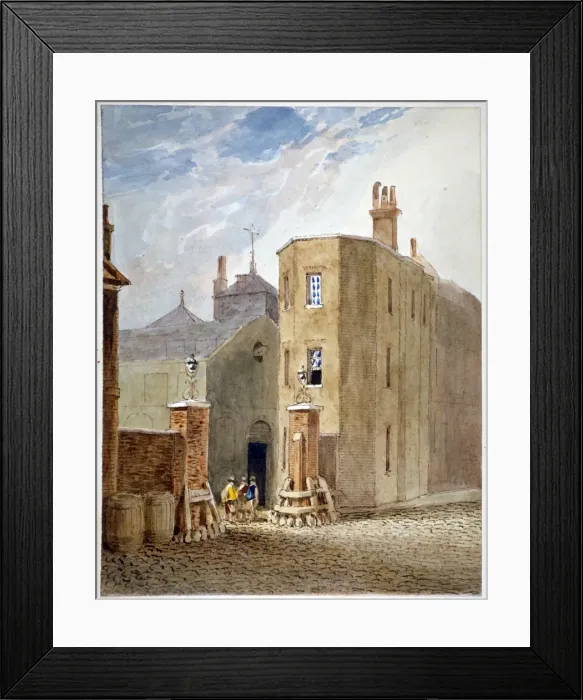 Framed Print : Entrance to Thrales brewhouse (later Berkeley Perkins brewery), Southwark, London, c1820 Framed Print : Entrance to Thrales brewhouse (later Berkeley Perkins brewery), Southwark, London, c1820