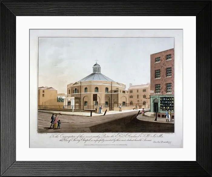 Framed Print : Surrey Chapel, Blackfriars Road, Southwark, London, 1816. Artist: C Rosenberg Framed Print : Surrey Chapel, Blackfriars Road, Southwark, London, 1816. Artist: C Rosenberg