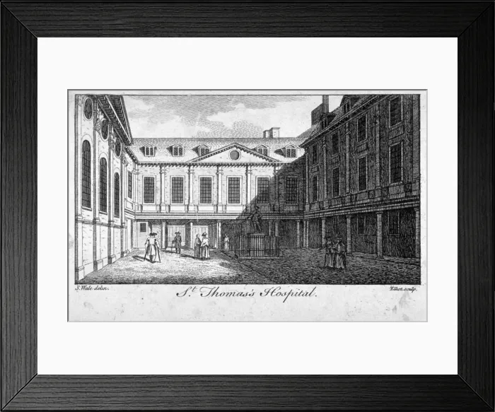 Framed Print : Middle court of St Thomass Hospital, Southwark, London, c1750. Artist Framed Print : Middle court of St Thomass Hospital, Southwark, London, c1750. Artist