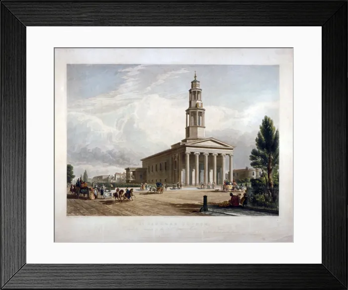 Framed Print : St Pancras New Church on the Euston Road, London, c1822. Artist: T Kearnan Framed Print : St Pancras New Church on the Euston Road, London, c1822. Artist: T Kearnan