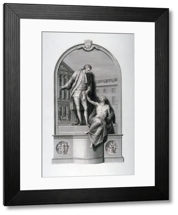 Framed Print : Monument to Thomas Guy at Guys Hospital, Southwark, London, c1784. Artist Framed Print : Monument to Thomas Guy at Guys Hospital, Southwark, London, c1784. Artist