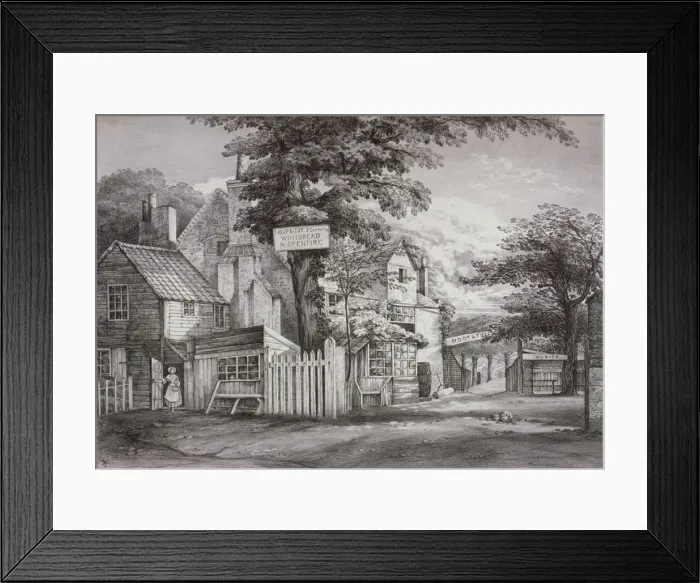 Framed Print : The Hoop and Toy Inn on Brompton Road, Kensington, London, c1820 Framed Print : The Hoop and Toy Inn on Brompton Road, Kensington, London, c1820