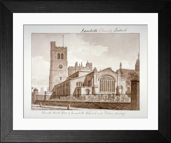 Framed Print : South-east view of the Church of St Mary, Lambeth, London, 1828 Framed Print : South-east view of the Church of St Mary, Lambeth, London, 1828