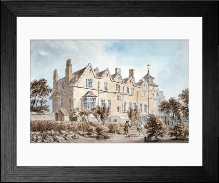 Framed Print : Back view of the Manor House on St Marylebone High Street, London, c1802 Framed Print : Back view of the Manor House on St Marylebone High Street, London, c1802