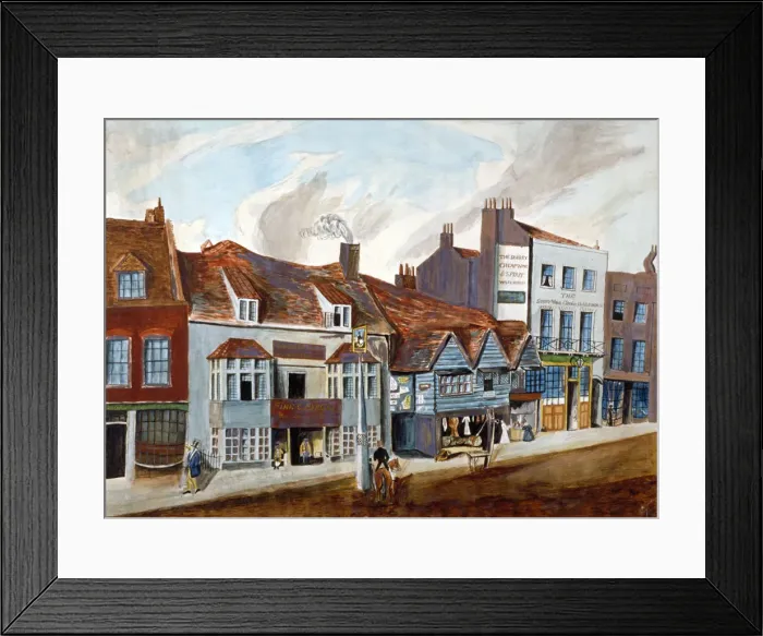 Framed Print : The George Tavern and shop fronts, Newington Butts, Southwark, London, c1825. Artist Framed Print : The George Tavern and shop fronts, Newington Butts, Southwark, London, c1825. Artist