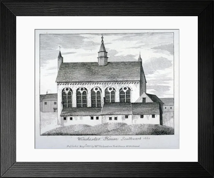Framed Print : The Bishop of Winchesters palace, Winchester House, Southwark, London, 1801. Artist Framed Print : The Bishop of Winchesters palace, Winchester House, Southwark, London, 1801. Artist