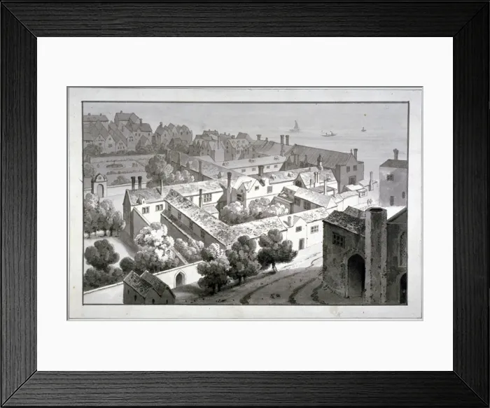 Framed Print : Bird s-eye view of the Bishop of Winchesters palace, Southwark, London, c1820 Framed Print : Bird s-eye view of the Bishop of Winchesters palace, Southwark, London, c1820