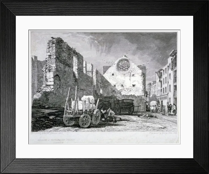 Framed Print : Ruins of the Bishop of Winchesters palace, Southwark, London, 1828 Framed Print : Ruins of the Bishop of Winchesters palace, Southwark, London, 1828