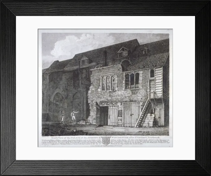 Framed Print : South view of the Bishop of Winchesters palace, Southwark, London, 1812 Framed Print : South view of the Bishop of Winchesters palace, Southwark, London, 1812