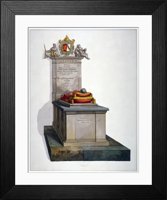 Framed Print : Tomb of Lancelot Andrews, St Saviours Church, Southwark, London, 1764 Framed Print : Tomb of Lancelot Andrews, St Saviours Church, Southwark, London, 1764