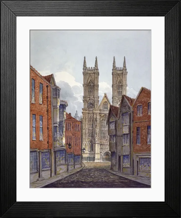 Framed Print : View of the west end of Westminster Abbey, looking from Tothill Street, London, c1815 Framed Print : View of the west end of Westminster Abbey, looking from Tothill Street, London, c1815