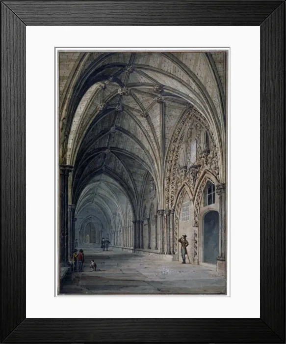Framed Print : Interior view of the cloisters in Westminster Abbey, London, c1830 Framed Print : Interior view of the cloisters in Westminster Abbey, London, c1830