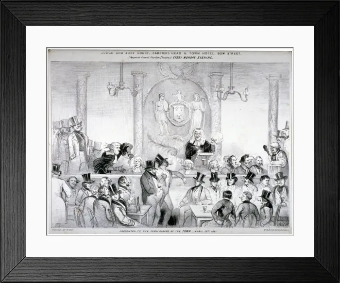 Framed Print : Interior view of the Judge and Jury Court in the Garricks Head Tavern, Bow Street Framed Print : Interior view of the Judge and Jury Court in the Garricks Head Tavern, Bow Street