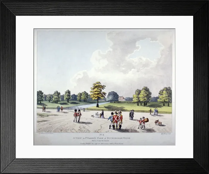 Framed Print : View in St Jamess Park of Buckingham House, Westminster, London, 1798 Framed Print : View in St Jamess Park of Buckingham House, Westminster, London, 1798