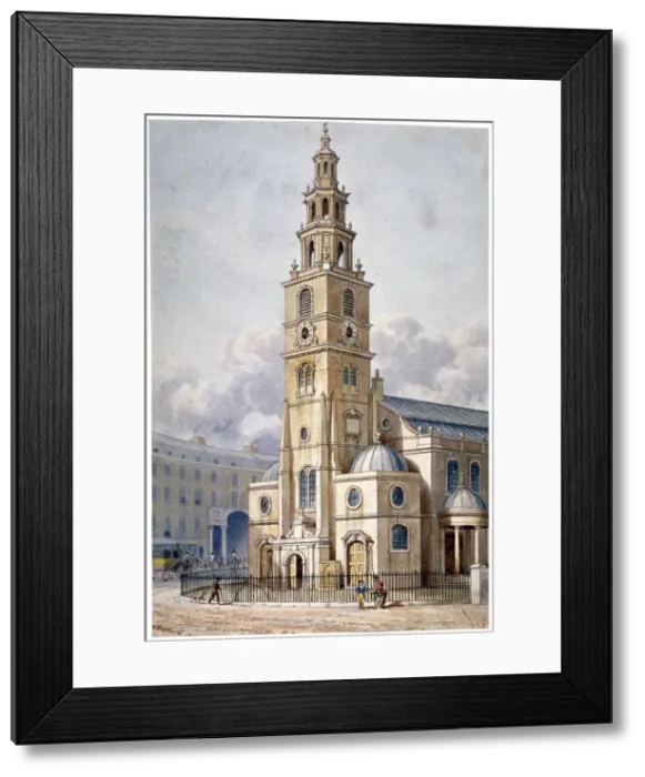 Framed Print : South-west view of the Church of St Clement Danes, Westminster, London, 1814 Framed Print : South-west view of the Church of St Clement Danes, Westminster, London, 1814