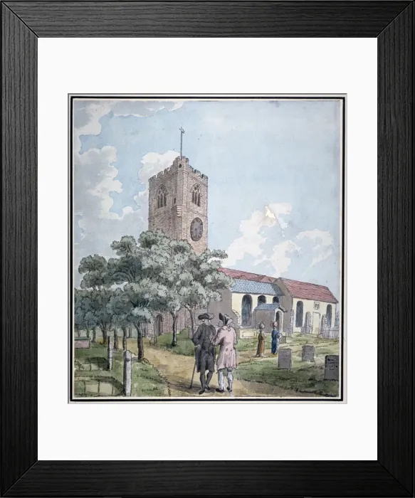 Framed Print : South-west view of All Saints Church, Fulham, London, c1790 Framed Print : South-west view of All Saints Church, Fulham, London, c1790