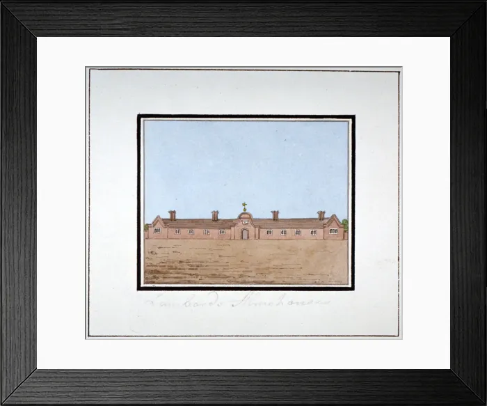 Framed Print : The Lambarde Almshouses, Greenwich Park, London, c1790 Framed Print : The Lambarde Almshouses, Greenwich Park, London, c1790