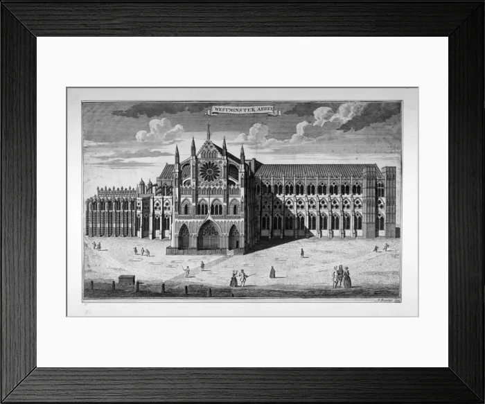 Framed Print : View of the west end of Westminster Abbey before the addition of towers, London, c1738 Framed Print : View of the west end of Westminster Abbey before the addition of towers, London, c1738