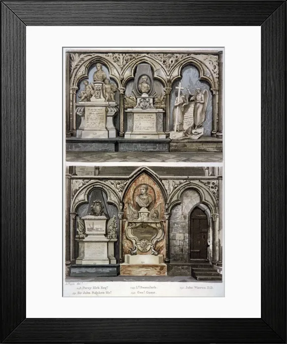 Framed Print : Monuments in the west aisle of Westminster Abbeys north transept, London, 1812 Framed Print : Monuments in the west aisle of Westminster Abbeys north transept, London, 1812