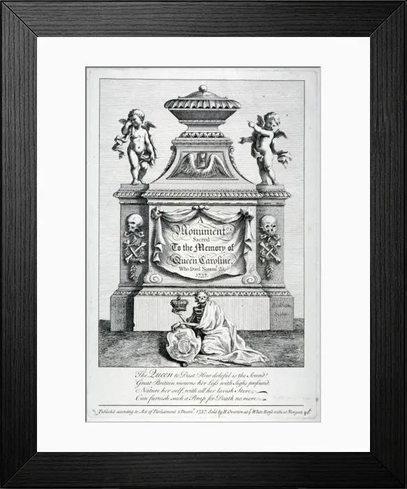 Framed Print : Monument to Queen Caroline, consort of George II, Westminster Abbey, London, 1737 Framed Print : Monument to Queen Caroline, consort of George II, Westminster Abbey, London, 1737