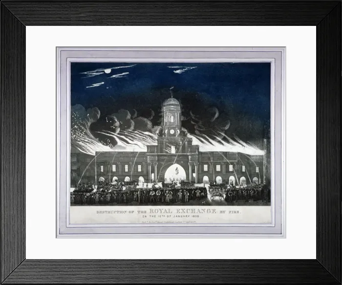 Framed Print : Fire at the Royal Exchange, City of London, January 1838