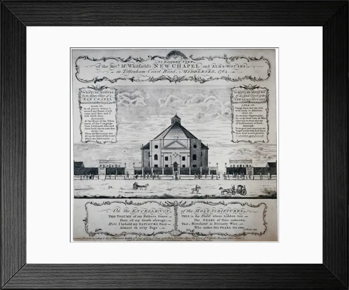 Framed Print : Eastern view of Whitefields Tabernacle, Tottenham Court Road, St Pancras, London, 1764 Framed Print : Eastern view of Whitefields Tabernacle, Tottenham Court Road, St Pancras, London, 1764