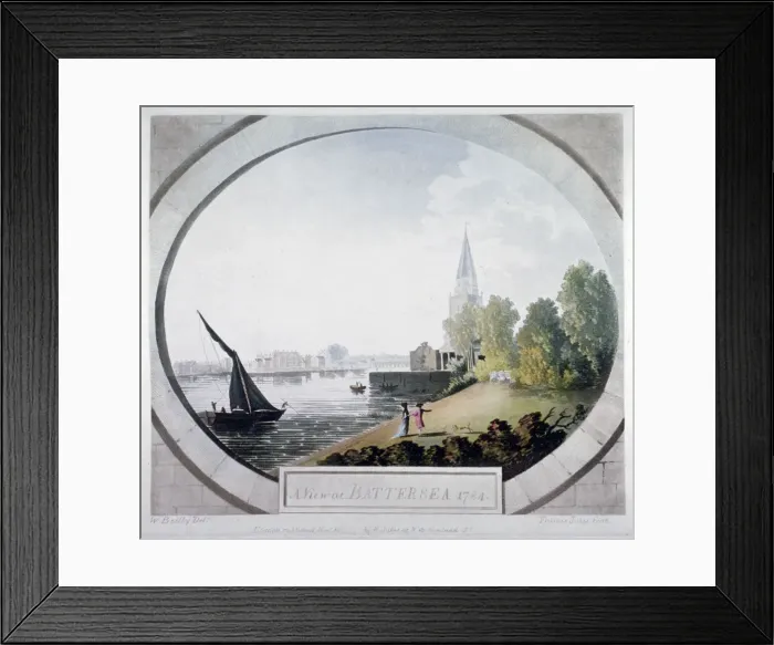 Framed Print : A View at Battersea, 1784. Artist: Francis Jukes Framed Print : A View at Battersea, 1784. Artist: Francis Jukes
