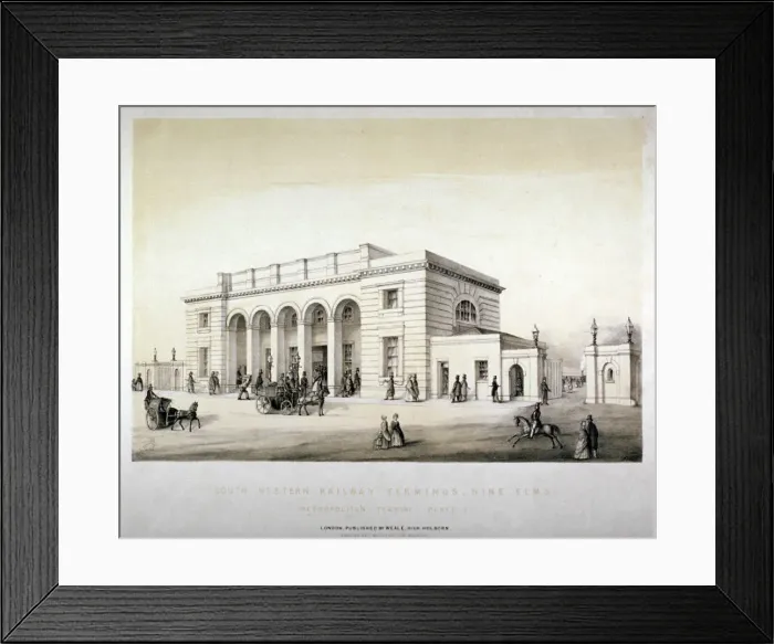 Framed Print : South Western Railway Terminus, Nine Elms, Battersea, London, c1840 Framed Print : South Western Railway Terminus, Nine Elms, Battersea, London, c1840