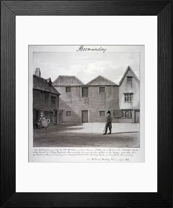Framed Print : The Reverend Whitakers meeting house, Long Walk, Bermondsey, London, c1828. Artist Framed Print : The Reverend Whitakers meeting house, Long Walk, Bermondsey, London, c1828. Artist