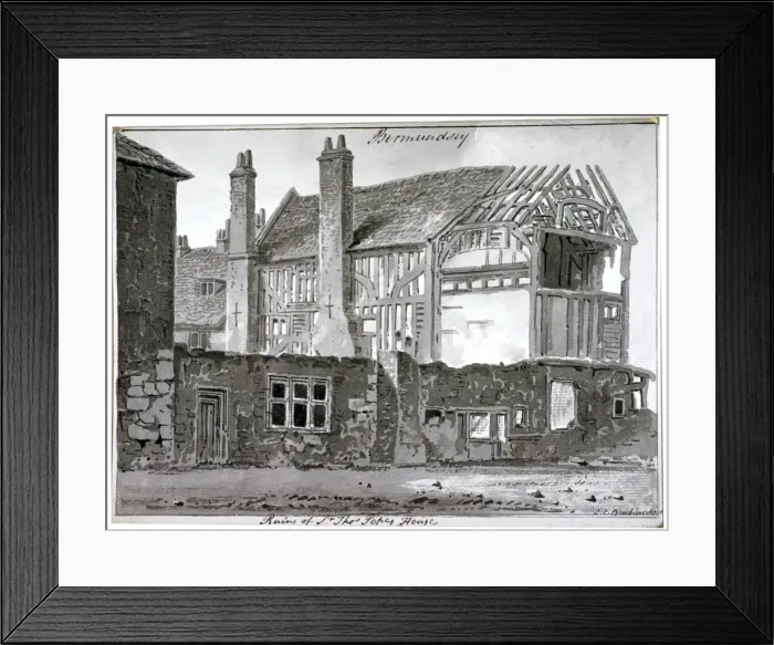 Framed Print : Remains of Thomas Popes house, Mill Lane, Bermondsey, London, 1808 Framed Print : Remains of Thomas Popes house, Mill Lane, Bermondsey, London, 1808