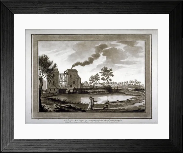 Framed Print : A view of the fire engine of Chelsea Waterworks taken from the roadside, 1783 Framed Print : A view of the fire engine of Chelsea Waterworks taken from the roadside, 1783
