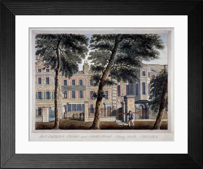 Framed Print : Don Salteros tavern and coffee house, Cheyne Walk, Chelsea, London, c1800 Framed Print : Don Salteros tavern and coffee house, Cheyne Walk, Chelsea, London, c1800